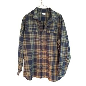 Columbia Sportswear Flannel Shirt‎ 3X Big Tall Blue Plaid Button Up Long Sleeve